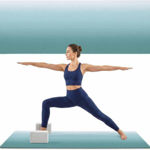 Yoga Mat Blue Eucalyptus Leaves Non Slip Exercise Mat with Carrying Strap and Storage Bag Vintage Fitness Mat for Yoga, Pilates, Stretching and Floor Workouts