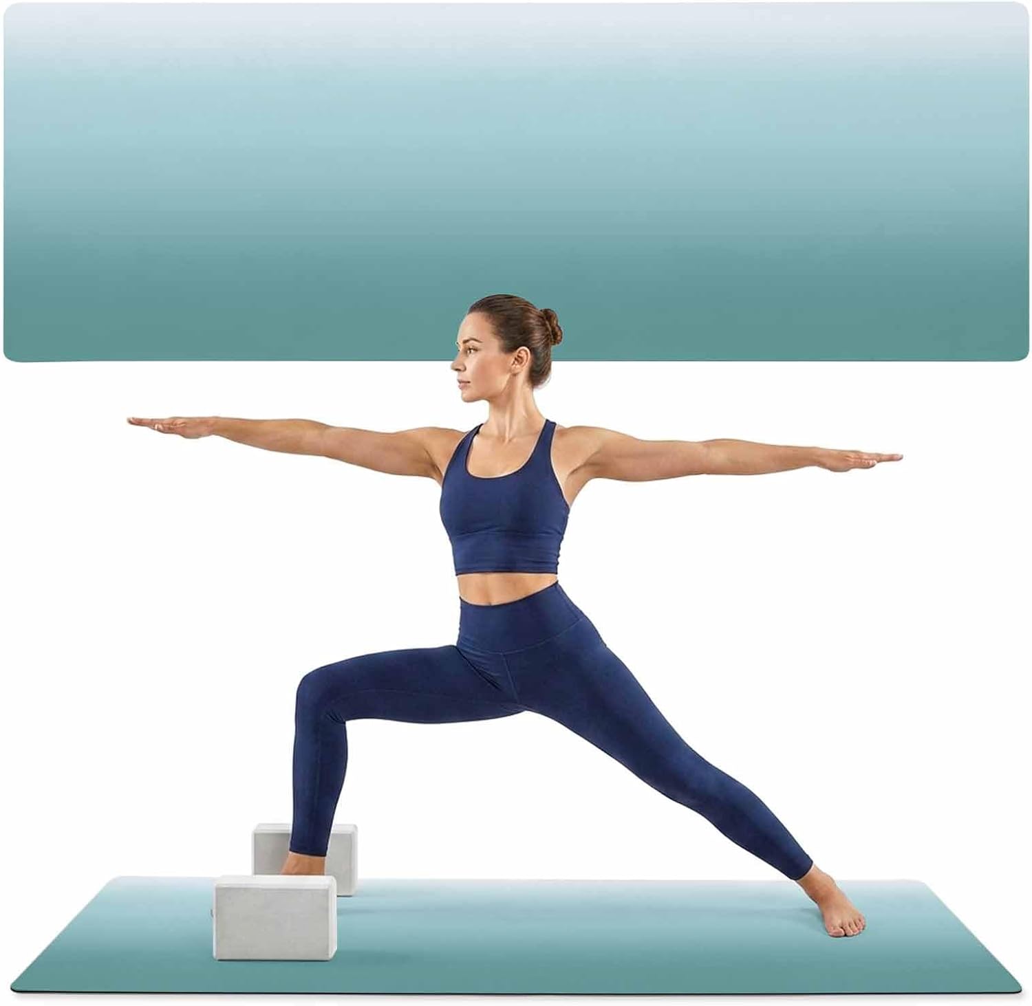Yoga Mat Blue Eucalyptus Leaves Non Slip Exercise Mat with Carrying Strap and Storage Bag Vintage Fitness Mat for Yoga, Pilates, Stretching and Floor Workouts