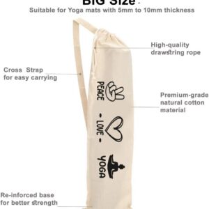 Mayatra’s Organic Large Yoga Mat Tote Bag Cover -100% Cotton Lightweight,Washable Yoga Dust Bag With Adjustable Strap Unisex, Peace