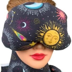Eye Mask Lavender Eucalyptus, Sinus, Herbal Pack, Hot Cold Pack, Heat Wrap,Organic, Flax Seed, Microwave Therapy, Sleep Mask, Yoga Meditation Eye Pillow, Celestial Icons