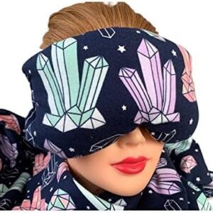 Eye Mask Lavender Eucalyptus, Sinus, Herbal Pack, Hot Cold Pack, Heat Wrap,Organic, Flax Seed, Microwave Therapy, Sleep Mask, Yoga Meditation Eye Pillow,Crystals