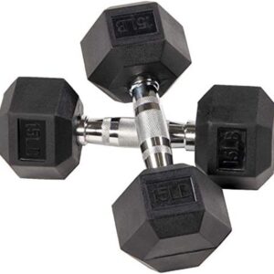 Balancefrom Rubber Encased Hex Dumbbells, 15LB, Pair