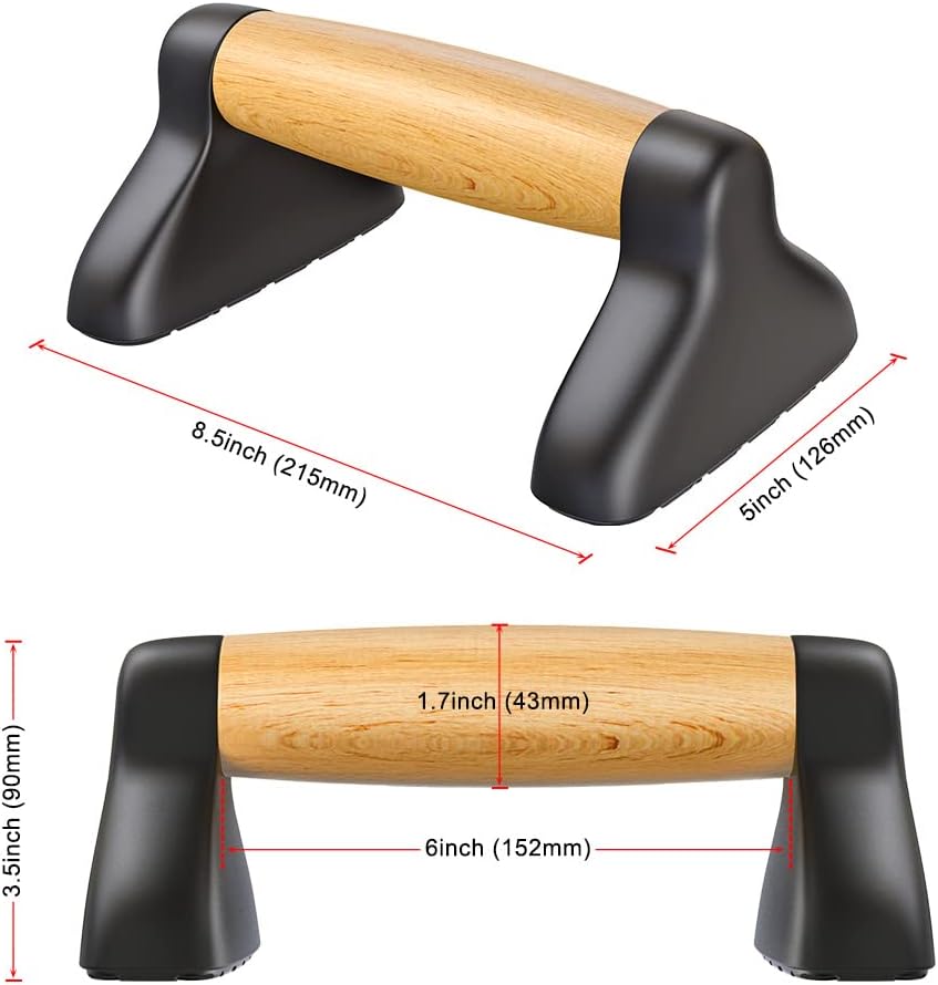 Push Up Bars, Wooden Push Up Handles for Floor, Sturdy Pushup Stands for Men & Women Home Gym Strength Training Equipment Fitness, Wood Pushup Bar Handle Grip, 2 Pack - Image 6