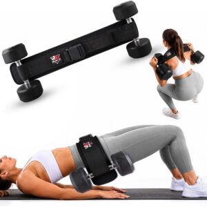 Hip Thrust Belt for Dumbbells Kettlebells & Barbell Plates – Adjustable Neoprene Glute Bridge Belt – Supports 600 LBS – Anti-Slip Hip Pad Workout Equipment for Women Men Home Gym