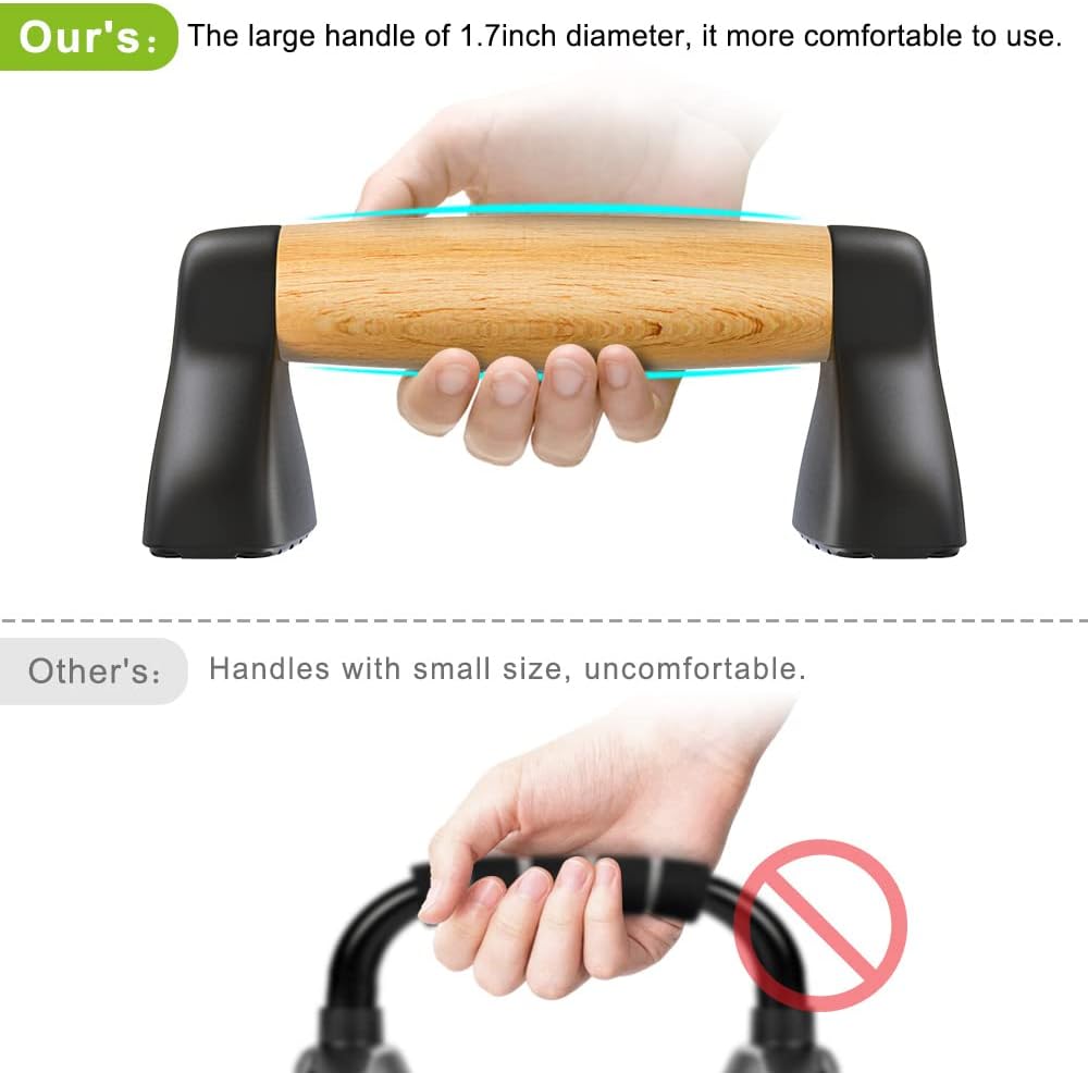 Push Up Bars, Wooden Push Up Handles for Floor, Sturdy Pushup Stands for Men & Women Home Gym Strength Training Equipment Fitness, Wood Pushup Bar Handle Grip, 2 Pack - Image 3