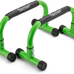 Teclor Push Up Bar, Parallettes Bars For L-sit & Dip, Heavy-Duty No Wobbling Parallel Bars Stand For Handstands, Full Planche, Calisthenics, 9.5in High Workout Stands for Home Fitness Training