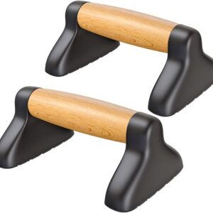 Push Up Bars, Wooden Push Up Handles for Floor, Sturdy Pushup Stands for Men & Women Home Gym Strength Training Equipment Fitness, Wood Pushup Bar Handle Grip, 2 Pack