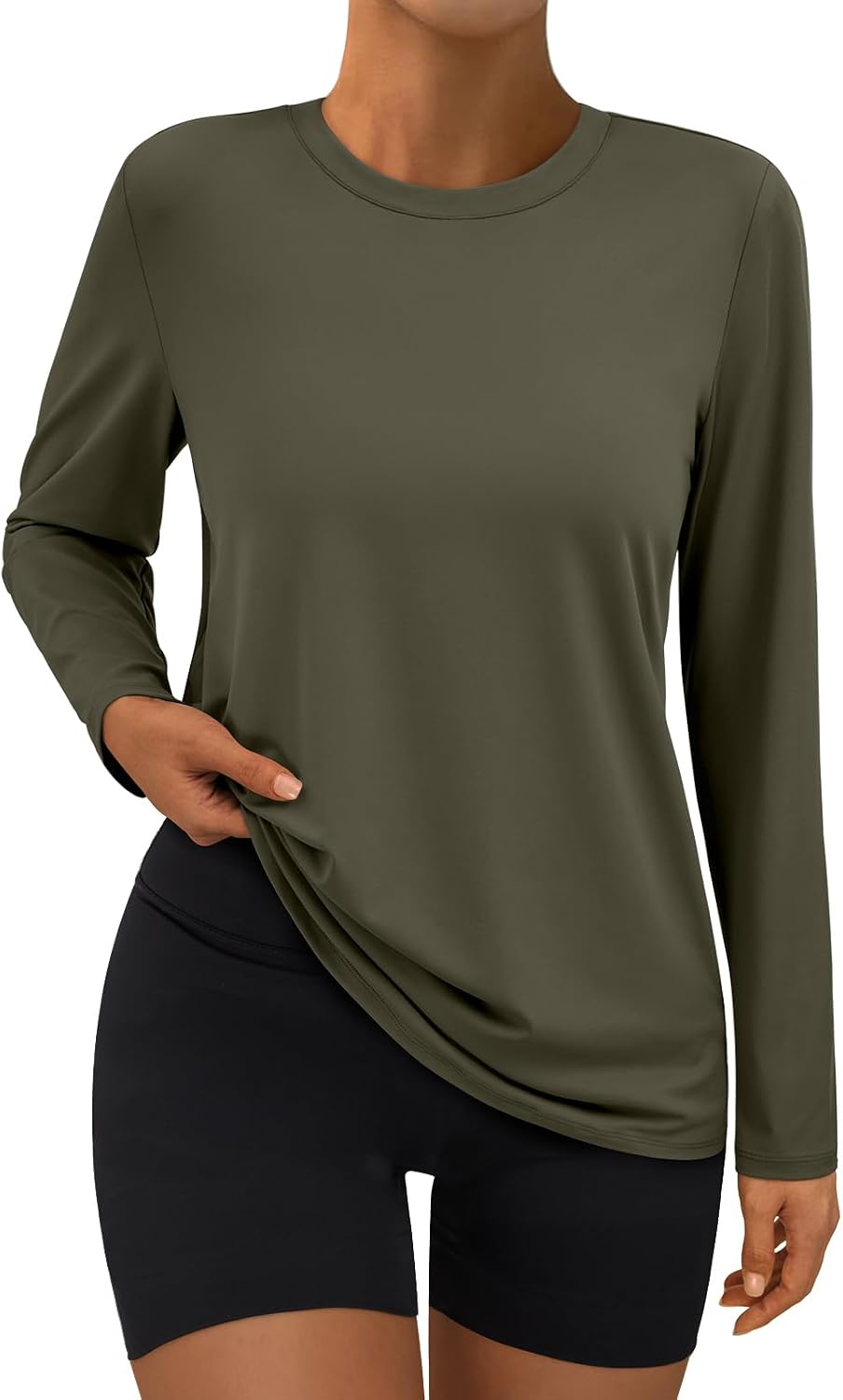 AUTOMET Women's Long Sleeve Workout Tops UPF 50+ Sun Shirts for Running Hiking