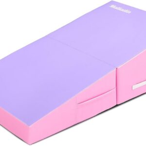 Matladin 48″x24″x14″ Tumbling Mat – Folding Gymnastics Cheese Wedge Mat for Kids, Girls Home Training