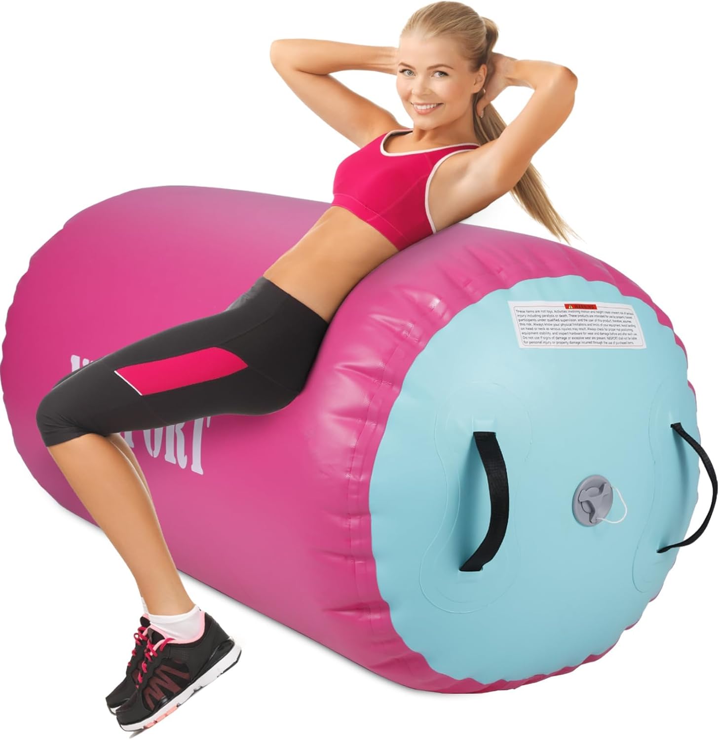 Air Barrel - Air Roller Gymnastics Barrel for Back Handspring Trainer, Air Tumble Mat with Pump for Gym Training/Yoga Balance Exercise/Cheerleading/Home and Outdoor Use - Image 7