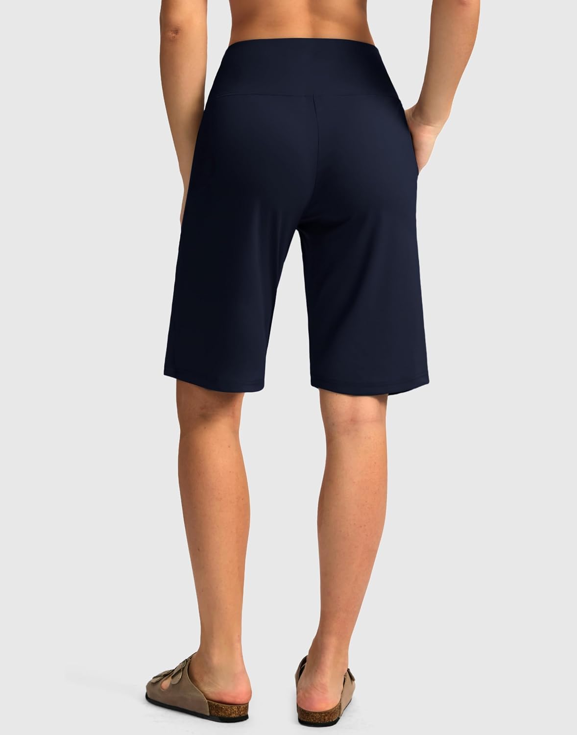 G Gradual Women's Bermuda Shorts with Pockets 11" Knee Length Stretch Comfy Drawstring Long Shorts for Women Summer Walking - Image 2