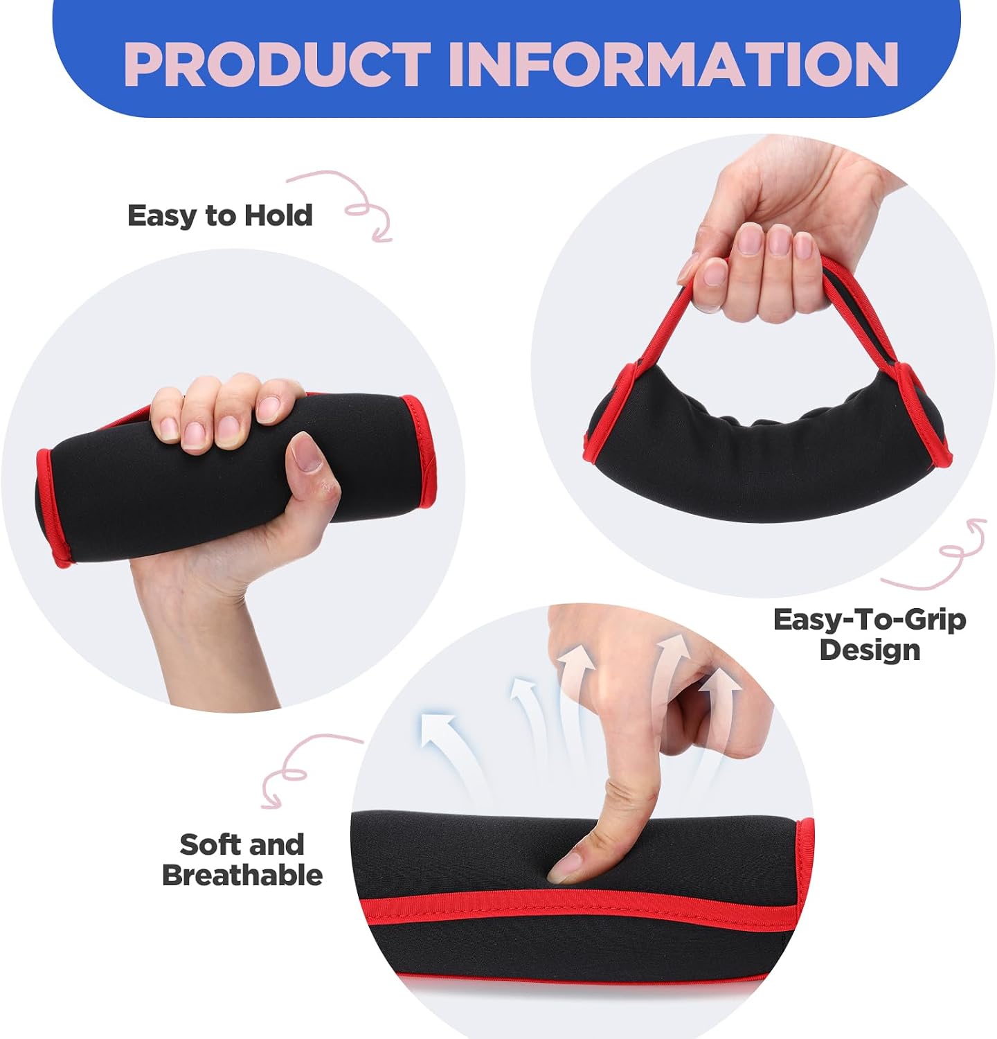 Hollowfly 4 Pair Soft Hand Weights Set for Women Men, 0.5lb 1lb 1.5lb 2lb Soft Dumbbells Walking Weights Small Weight Set Exercise Weights with Hand Strap for Running Workout Physical Aerobics - Image 4
