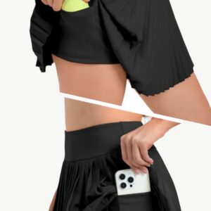 Jhsnjnr Pleated Skort for Women Athletic Summer Skorts with Shorts Pockets High Waisted Golf Tennis Skirt