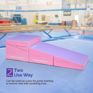 Matladin 48″x24″x14″ Tumbling Mat – Folding Gymnastics Cheese Wedge Mat for Kids, Girls Home Training