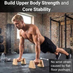 Wooden Push Up Bars – Calisthenics Equipment for Core and Upper Body Strength Training and Exercise | Push Up Handles | Pushup Bars | Parallettes