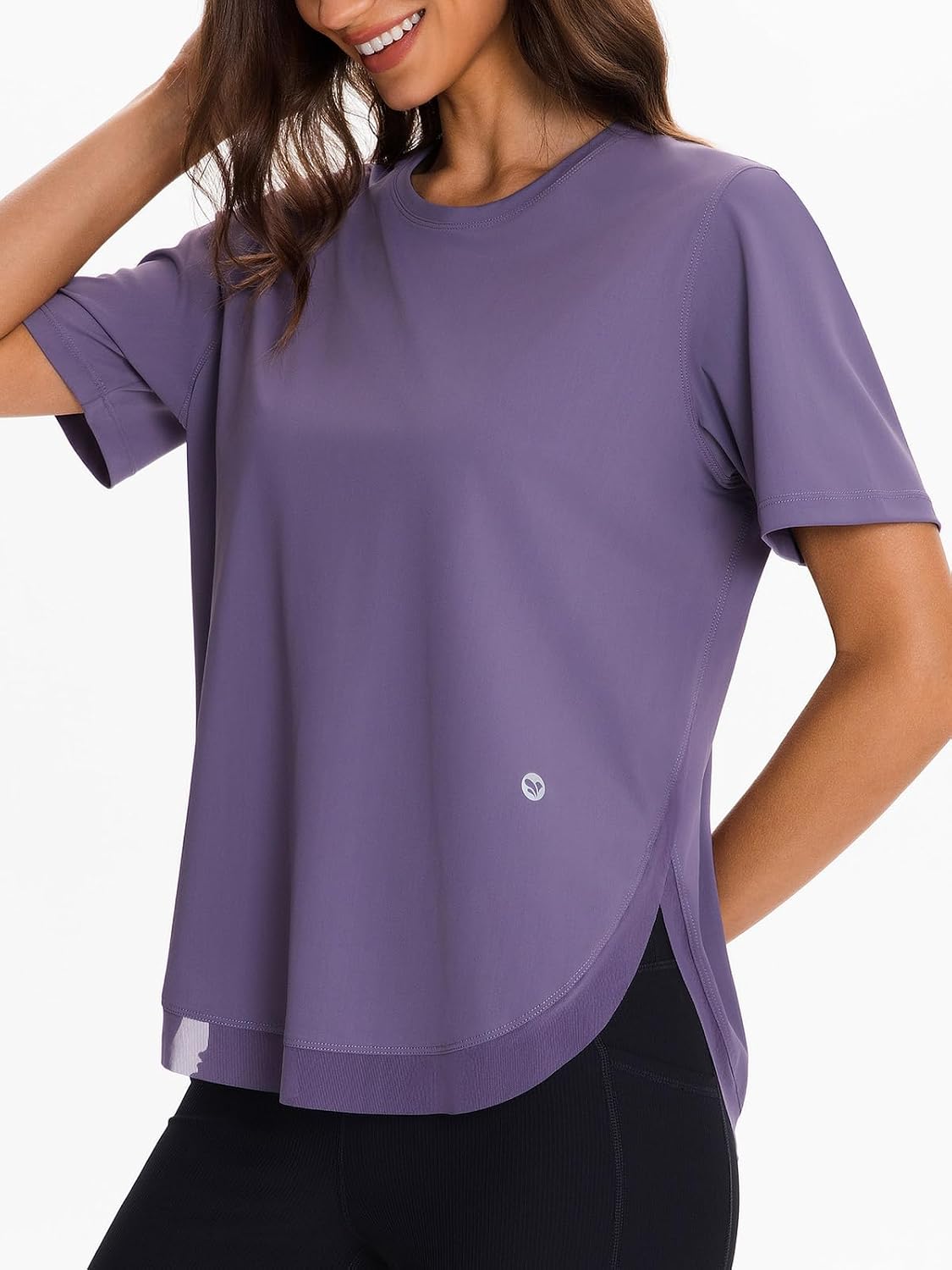 AARYA Women's Cooling Workout Tops Short Sleeve Loose Fit Activewear - Quick Dry Athletic Shirts for Yoga Running Gym - Image 7