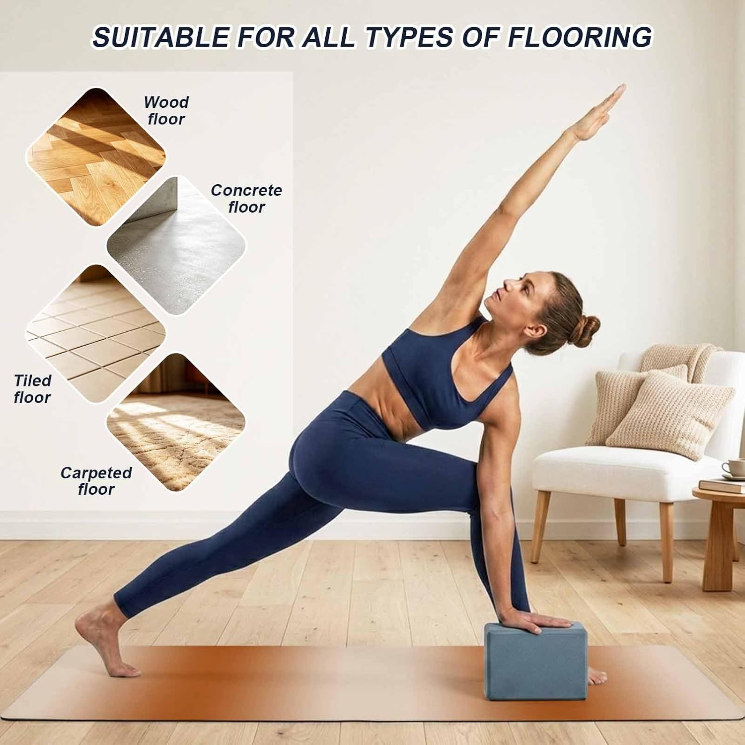 Yoga Mat Abstract off White Brown Non Slip Exercise Mat with Carrying Strap and Storage Bag Oil Painting Fitness Mat for Yoga, Pilates, Stretching and Floor Workouts - Image 5