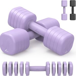 Adjustable Dumbbell Set of 2: Sportneer 4 in 1 Free Weights Dumbbells Set for Women, Hand Weights for Women at Home, Each 2lb 4lb 6lb 8lb 10lb Weights with Soft Rubber Handle for Home Gym Exercise Training