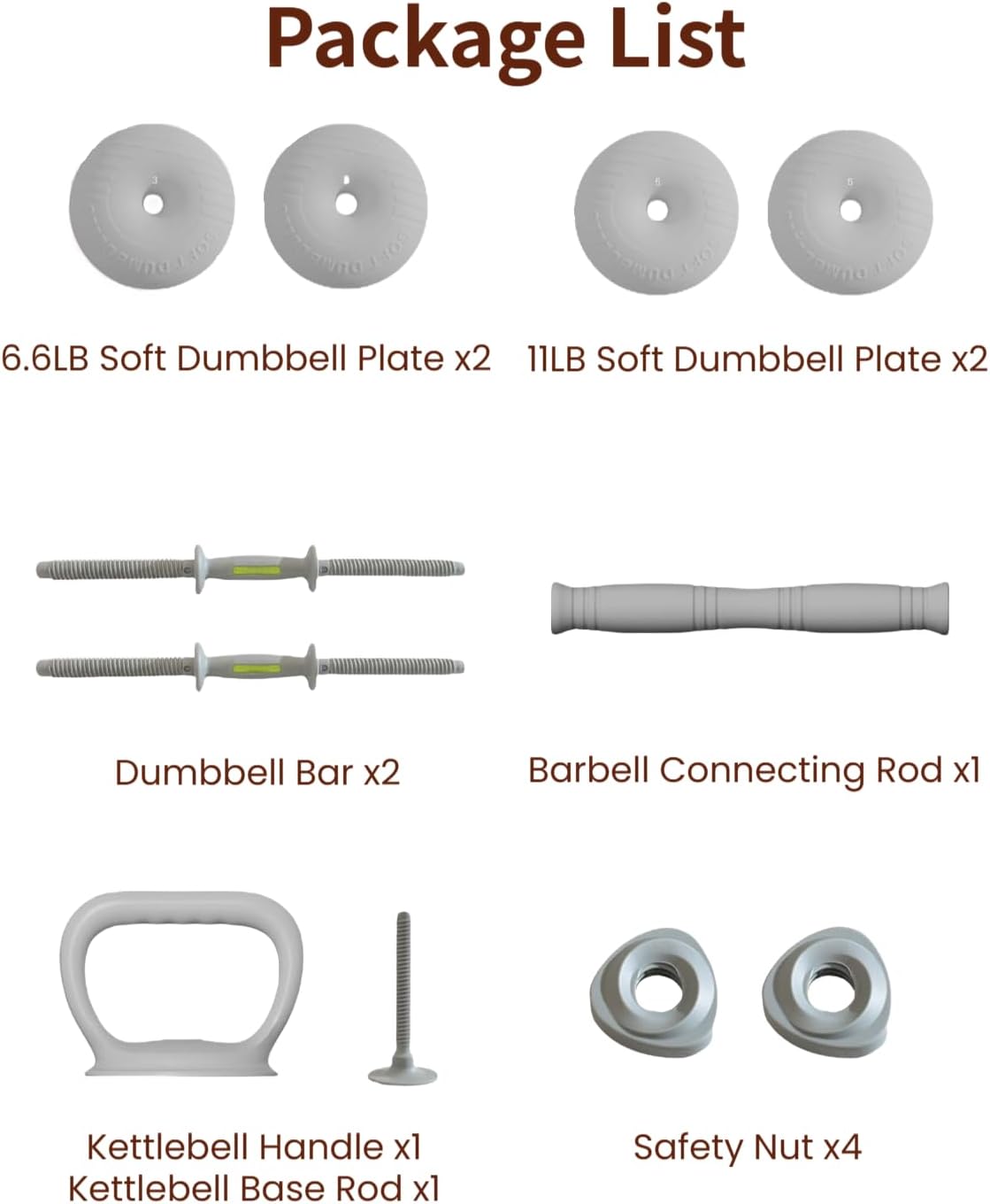 3-in-1 Adjustable Dumbbell Set 13/18/22/35LB - Soft Shell Weight Set Converts to Barbell & Kettlebell with Connector, All-in-1 Home Gym Strength Training Equipment for Men & Women - Image 5