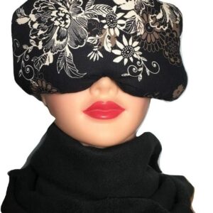 Eye Mask Lavender Eucalyptus, Sinus, Herbal Pack, Hot Cold Pack, Heat Wrap,Organic, Flax Seed, Microwave Therapy, Sleep Mask, Yoga Meditation Eye Pillow, Black White Floral