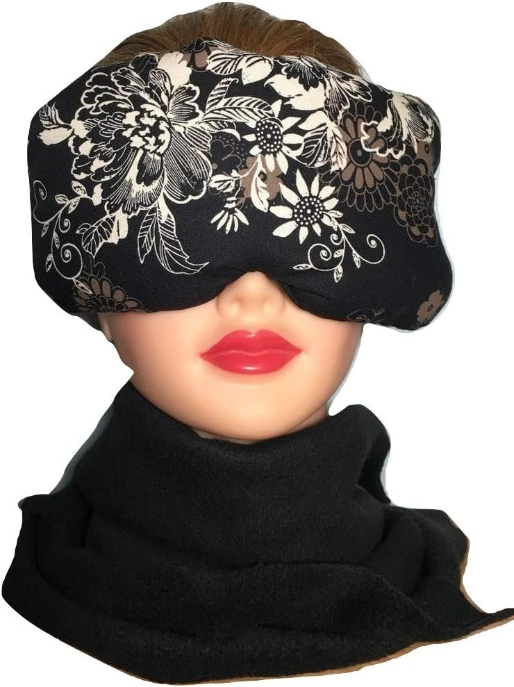 Eye Mask Lavender Eucalyptus, Sinus, Herbal Pack, Hot Cold Pack, Heat Wrap,Organic, Flax Seed, Microwave Therapy, Sleep Mask, Yoga Meditation Eye Pillow, Black White Floral