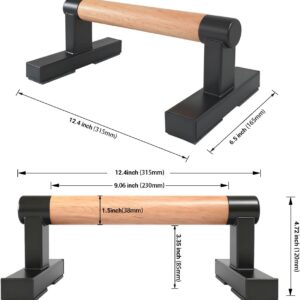 1 Pair Wooden Parallettes Push Up Bars for Men, Strength Training Pushup Stands Handles for Home Calisthenics, Fitness, Floor Workouts Bars Solid Wood with Metal Bracket – Support 600 lbs
