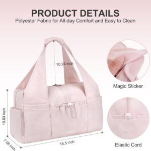 MOSISO Gym Bag for Women, Travel Duffle Weekender Overnight Workout Carry on Small Tote Sport Gym Duffle Bag with Shoe Compartment&Wet Pocket&Drawstring Pocket for Fitness, Yoga, Weekend, Pink