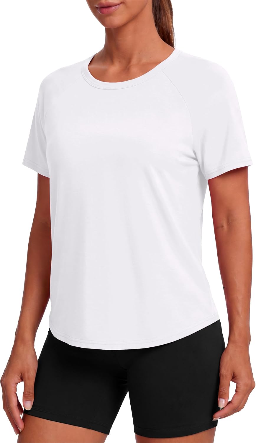 Quenteen Women's Short Sleeve Workout Shirts Athletic Tops Summer Activewear Gym Running Tennis Yoga Tee Shirt - Image 2