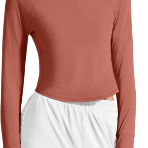 G4Free Lightbreeze Women’s UPF 50+ Long Sleeve Workout Tops Crop Rash Guard Quick Dry Sun Shirts Running Yoga Athletic Gym