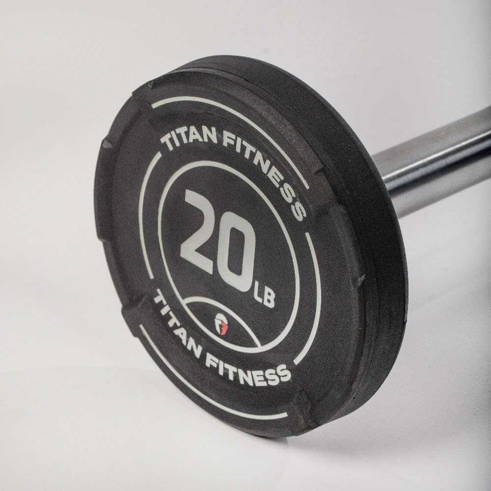 Titan Fitness Rubber Curl Fixed Barbells, Pre-Loaded Weight Bar for Strength Training & Weightlifting - Image 7