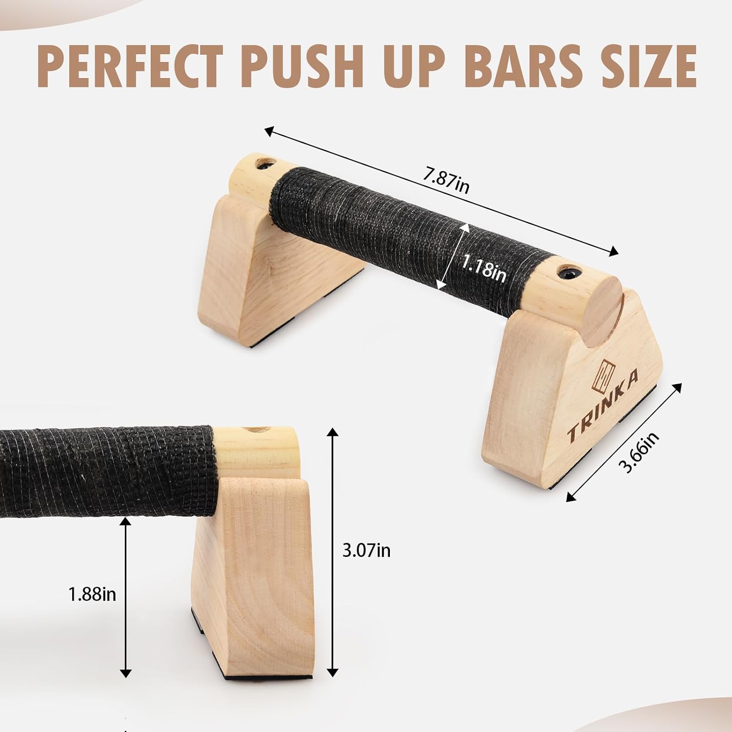 Wooden Parallettes Push Up Bars, 2 PCS Wood Calisthenics Bars with Non-Slip Base, Pushup Handles for Floor Home Fitness, Workout Equipment for Men and Women Strength Training - Image 2