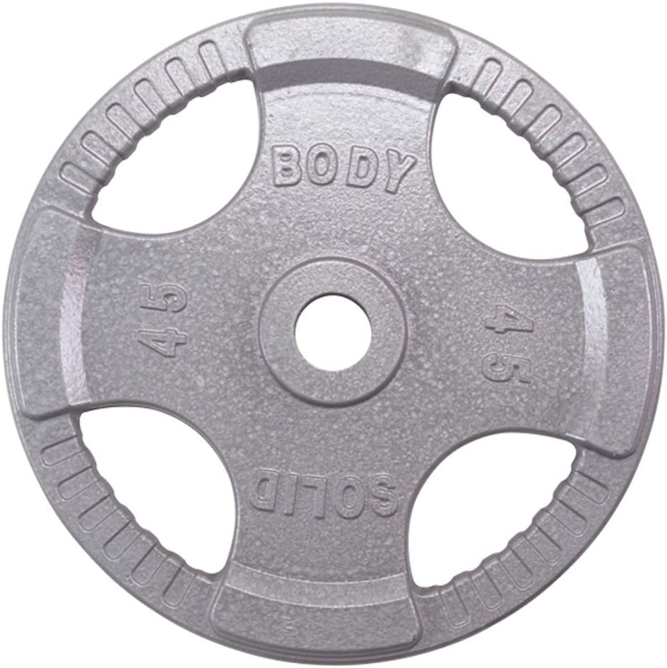 Body-Solid (OST255) Cast Iron Olympic Quad Grip Design Weight Plate Set - Free Weights, Dumbbell Plates, 2 Inch Standard Hole for All Barbell Types, 255 Pound Total Weight Sets - Image 8
