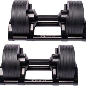 Probell 550 Adjustable Dumbbells – Motv8 Probell 550s, 5lbs – 50lbs Adjustable Free Weight Dumbbell for Men and Women – Strength Training and Fitness (Pair of 2 Dumbbells)