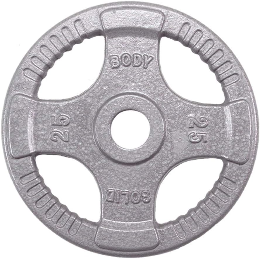 Body-Solid (OST255) Cast Iron Olympic Quad Grip Design Weight Plate Set - Free Weights, Dumbbell Plates, 2 Inch Standard Hole for All Barbell Types, 255 Pound Total Weight Sets - Image 6