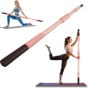 Pink Yoga Stick 58 Inch – Alloy Steel Stretching & Exercise Stick with Neck & Hand Pads, Shoulder Flexibility Tool for Yoga, Pilates & Home Gym Workouts
