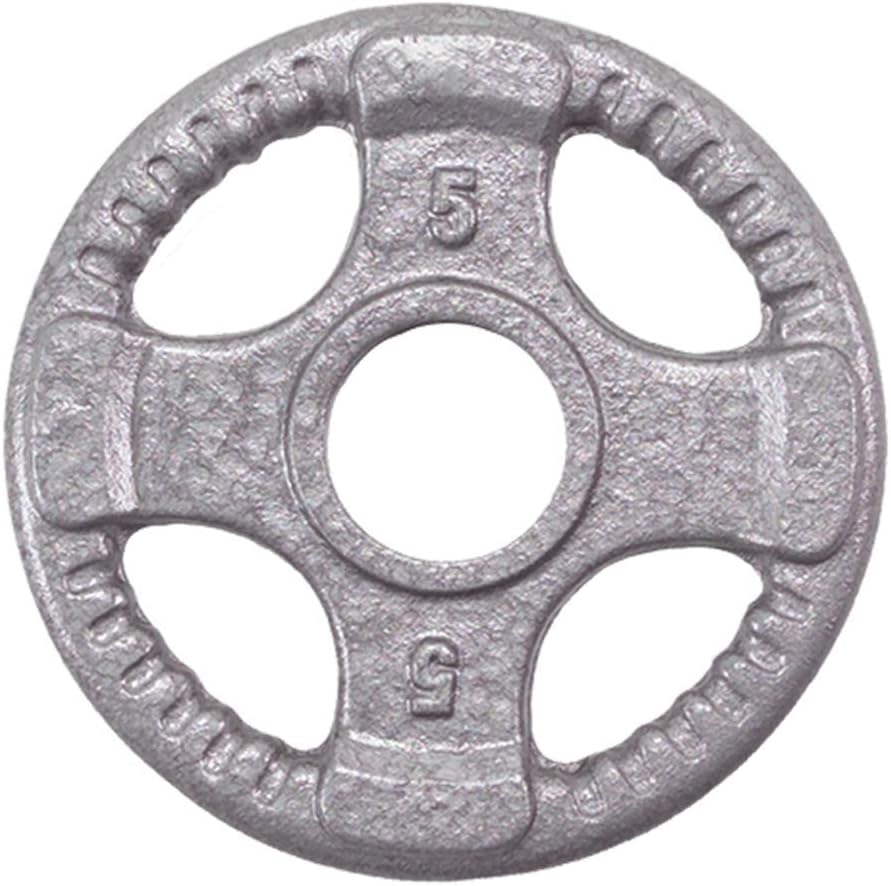 Body-Solid (OST255) Cast Iron Olympic Quad Grip Design Weight Plate Set - Free Weights, Dumbbell Plates, 2 Inch Standard Hole for All Barbell Types, 255 Pound Total Weight Sets - Image 4