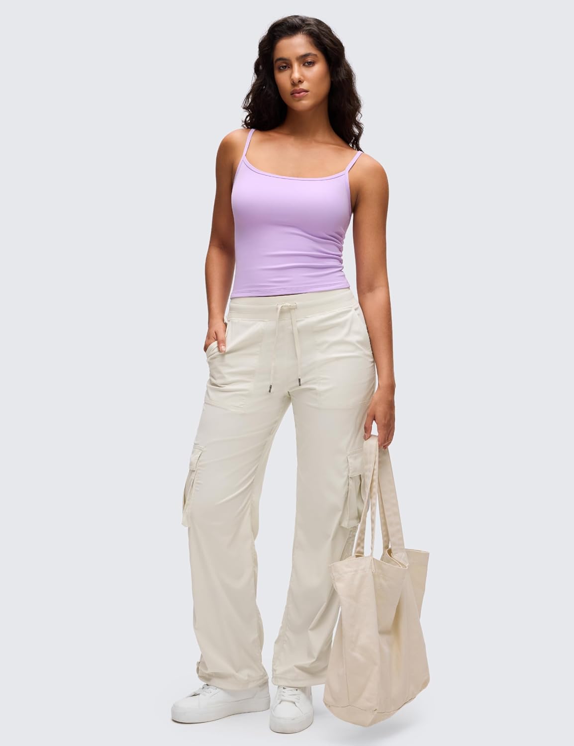 CRZ YOGA Butterluxe Double Lined Cami Tank Tops for Women - Yoga Casual Going Out Soft Scoop Neck Summer Sleeveless Shirt - Image 4