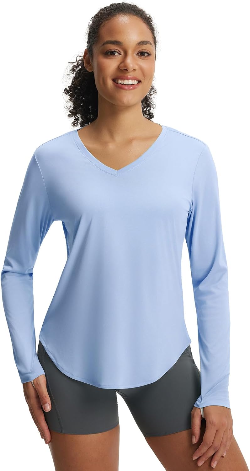 baleaf Womens Sun Shirts UPF 50+ UV Protection Long Sleeve V Neck Lightweight Breathable Quick Dry Tops Hiking Running
