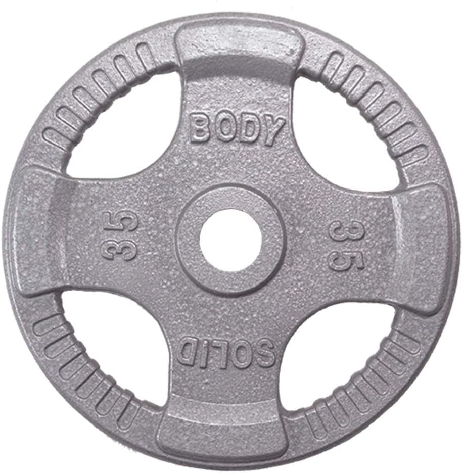 Body-Solid (OST255) Cast Iron Olympic Quad Grip Design Weight Plate Set - Free Weights, Dumbbell Plates, 2 Inch Standard Hole for All Barbell Types, 255 Pound Total Weight Sets - Image 7