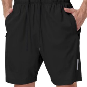 UUMIAER Mens Athletic Gym Shorts 7″ Utra-Light Quick Dry Running Workout Basketball Shorts with Zipper Pockets Sports Tennis