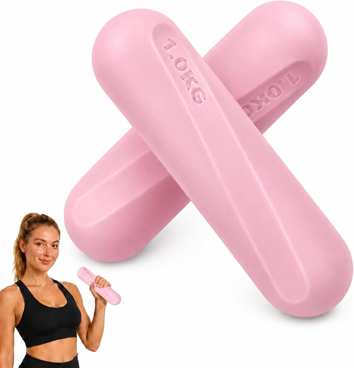 Dumbbell Set, Hand Weights For Women, 2.2lb Dumbbells Set of 2, Exercise & Fitness Dumbbells, Dumbbell Set for Walking, Yoga, Dance, Barre, Pilates, Cardio, Aerobics