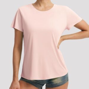 baleaf Women’s Open Back Workout Top Short Sleeve Athletic Shirt UPF50+ Quick Dry Lightweight Running Yoga Tennis Pickleball