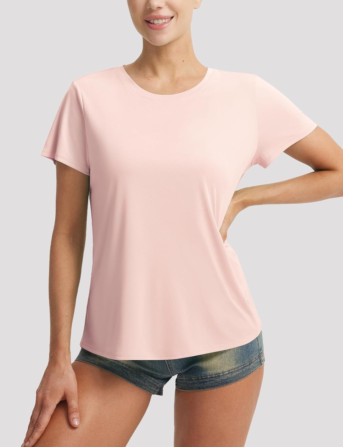 baleaf Women's Open Back Workout Top Short Sleeve Athletic Shirt UPF50+ Quick Dry Lightweight Running Yoga Tennis Pickleball - Image 2
