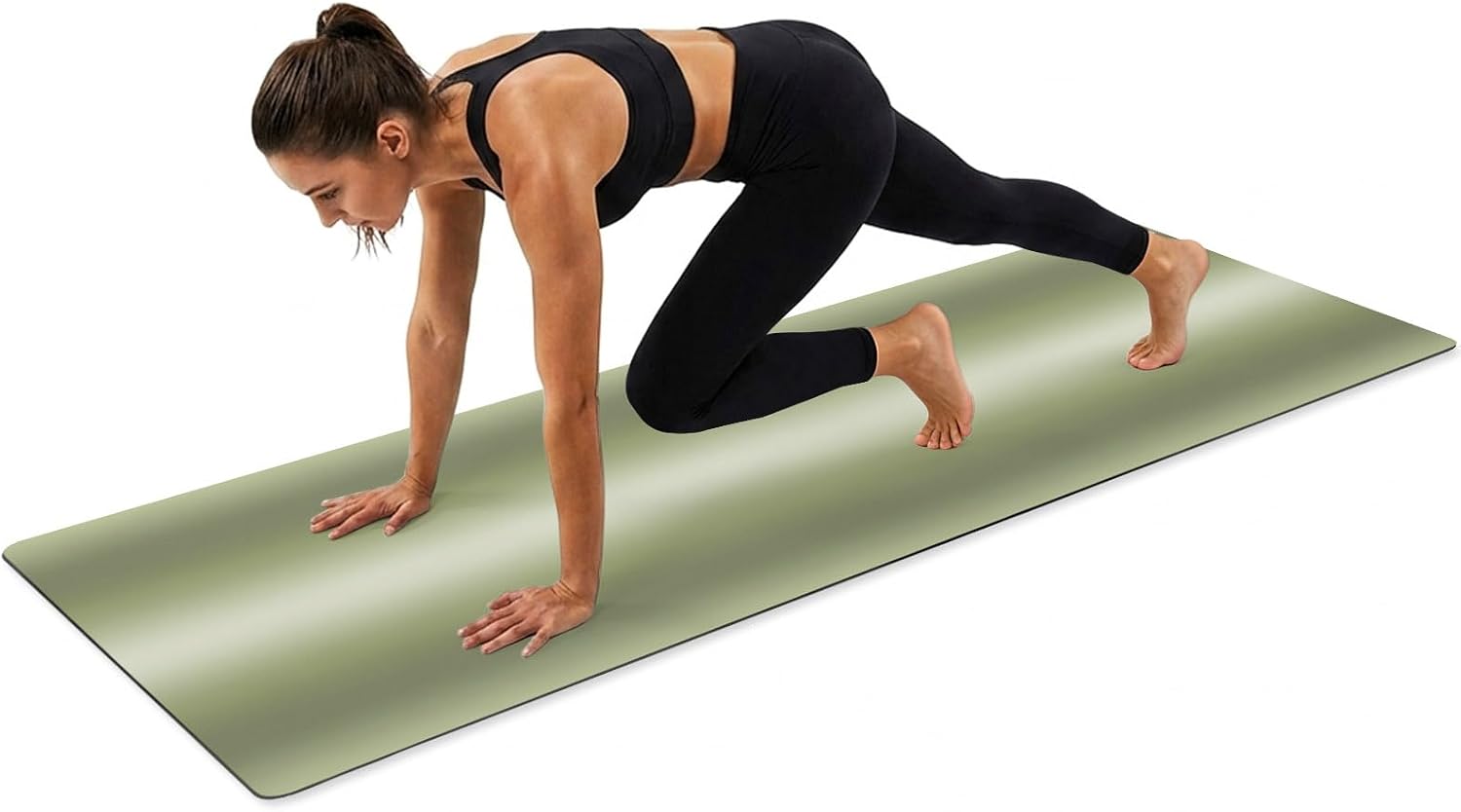 Yoga Mat Non Slip, Green Ombre Fitness Yoga Mats with Carrying Strap & Bag, Abstract Art Modern Gradient Women Workout Mats for Home Pilates Floor Exercises Travel
