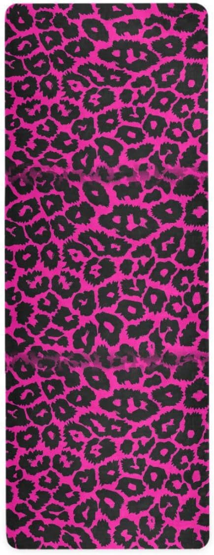 ALAZA Pink Leopard Animal Print Yoga Mat Non Slip Fitness Exercise Mat, Workout Mat for Yoga, Pilates and Floor Exercises - Image 2
