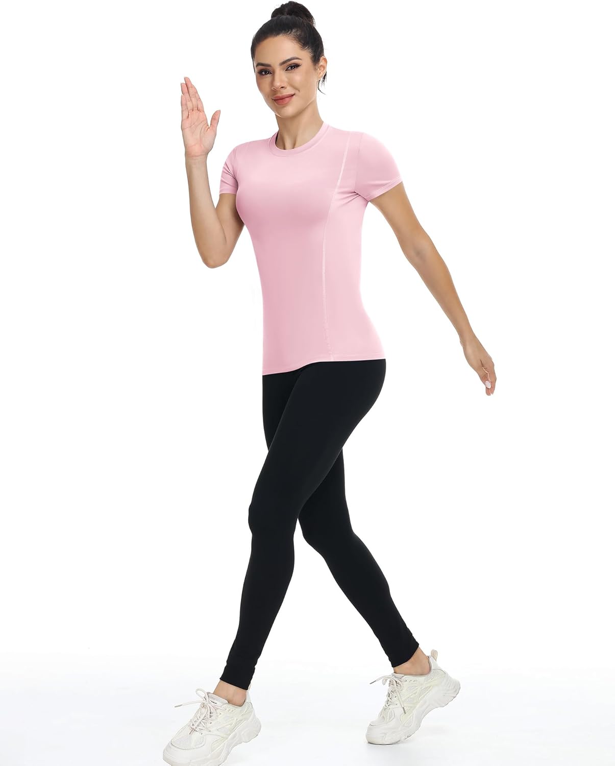 Runhit Womens Compression Shirts Short Sleeve Workout Tops UPF 50+ Athletic Quick Dry T-Shirt for Gym Running Yoga Base Layer - Image 3