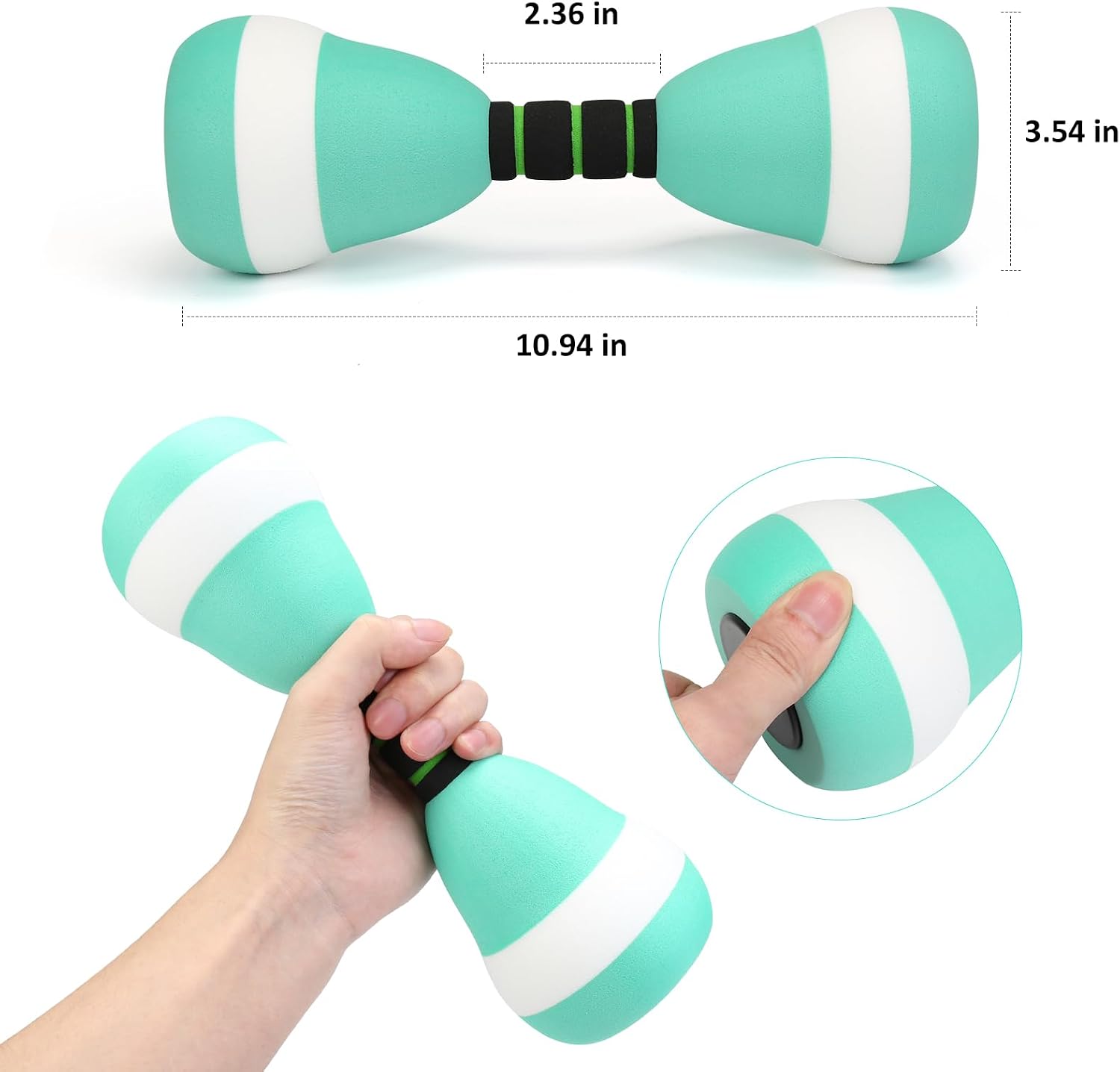 2PACK Aquatic Exercise Dumbbells, EVA Foam Barbells, Water Weights for Pool Exercise, Water Dumbbells for Men Women Water Workouts, Swimming Training - Image 2