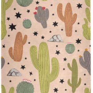 Desert Cactus Pattern Thin Yoga Mat with Bag Included, Non Slip Fitness Workout Mat, Foldable Suede Rubber Yoga Mat for Yoga Pilates and Fitness, 70.8″ L x 26″ W x 1mm