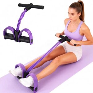 Multifunction Tension Rope, 6-Tube Elastic Yoga Pedal Puller Resistance Band, Natural Latex Tension Rope Fitness Equipment, for Abdomen/Waist/Arm/Leg Stretching Slimming Training Purple