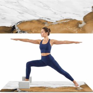 Yoga Mat Navy Blue Marble Yoga Mats with Strap & Shortage Bag Non Slip Soft Workout Mats White Modern Abstract Art Luxury Fluid Exercise Mat for Yoga Pilates Stretching Fitness Floor Exercises Gym